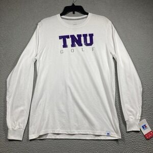 TNU Trevecca Nazarene University T Shirt Men's Medium White Golf Long Sleeve NEW
